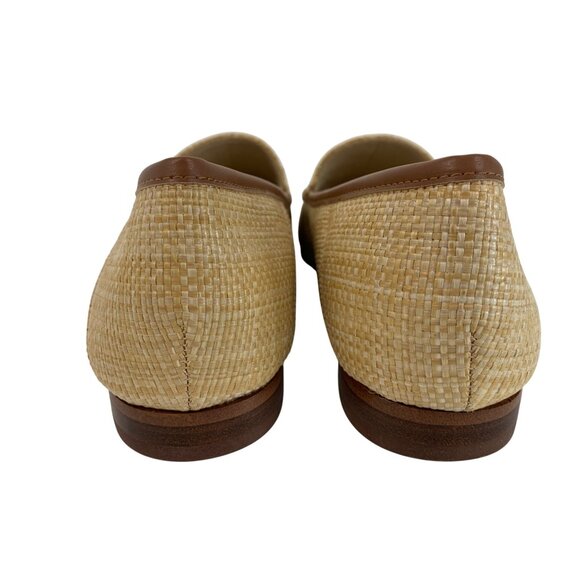 New Sam Edelman Womens Natural Raffia Loafers Gold Bit Detail Size 10M Slip On - Picture 12 of 14